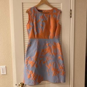 Lafayette 148 NY Orange on Blue Floral Dress, 6